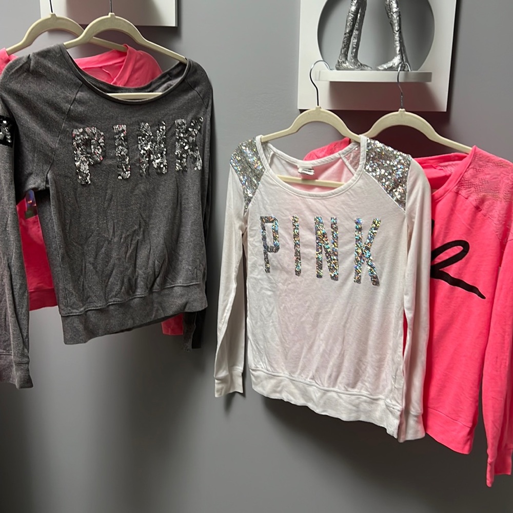 5 Victoria’s Secret pink long sleeve shirts
